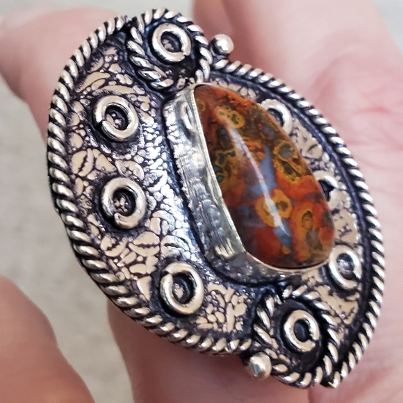 New Seam Agate 925 Silver Ring. - Picture 6 of 16